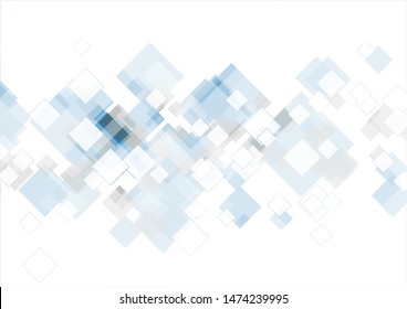 Light blue and grey tech geometric abstract background with squares. Vector design