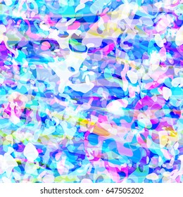 Light blue grunge background from blotches with yellow and purple inclusion. Seamless texture for fabric, wrapping, home decor.