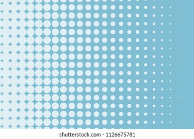 Light Blue halftone background. Digital gradient. Abstract backdrop with circles, point, dots. Dotted pattern. Futuristic panel Vector illustration