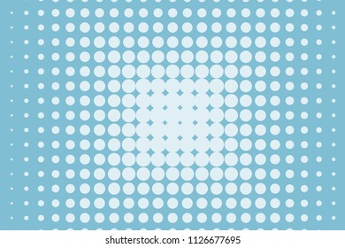 Light Blue halftone background. Digital gradient. Abstract backdrop with circles, point, dots. Dotted pattern. Futuristic panel Vector illustration