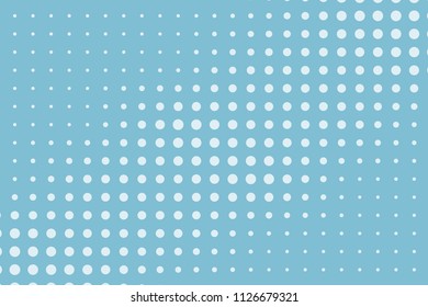 Light Blue halftone background. Digital gradient. Abstract backdrop with circles, point, dots. Dotted pattern. Futuristic panel Vector illustration