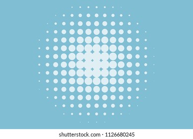 Light Blue halftone background. Digital gradient. Abstract backdrop with circles, point, dots. Dotted pattern. Futuristic panel Vector illustration