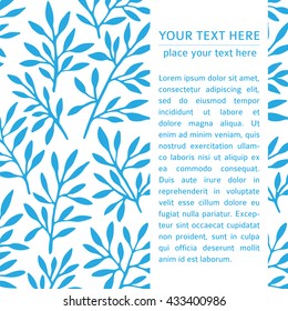 Light blue hand drawn leaves card on a white background.  