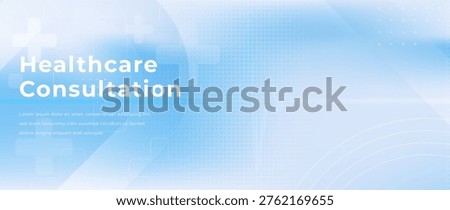 Light blue healthcare gradient background. Soft glow, transparent medical crosses and subtle ECG heartbeat line. Clean minimal medical design with airy light. Professional backdrop for hospitals