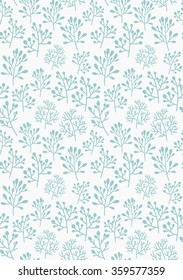 Light blue herbs on a light background. Seamless plant pattern. Herbal decorative elements. Endless background of twigs and berries.