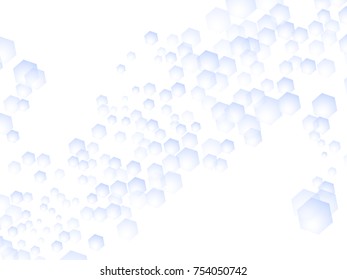 Light blue hexagon background vector illustration. Various size geometric shape confetti. Modern blue and white flying hexagons tech background for banners and covers. polygonal scatter on white.