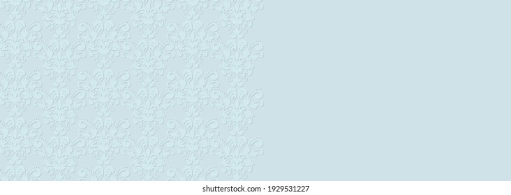 Light blue horizontal illustration with a delicate lace-like pattern