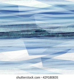 Light blue horizontal stripes on top of dark and light scratches and thin lines. Randomly mixed. Transparency, overlay, intersection. Abstract seamless background.