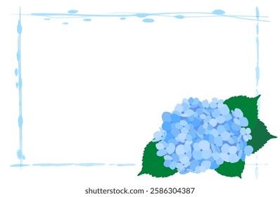 Light blue hydrangea and watercolor frame