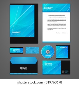 Light blue identity solutions with texture for corporate or business which includes CD cover, business card, letter head designs. All in EPS10