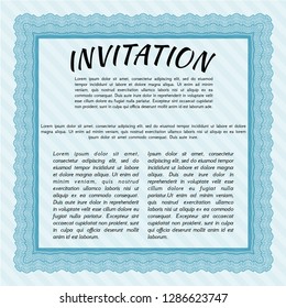 Light blue Invitation. Artistry design. Easy to print. Customizable, Easy to edit and change colors. 
