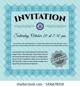 Light blue Invitation. With background. Artistry design. Customizable, Easy to edit and change colors. 