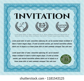 Light blue Invitation. With background. Customizable, Easy to edit and change colors. Good design. 