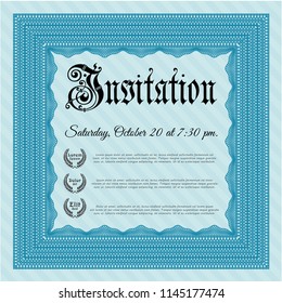 Light blue Invitation. With background. Detailed. Perfect design. 