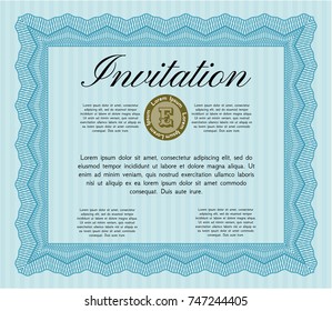 Light blue Invitation. With background. Good design. Vector illustration. 