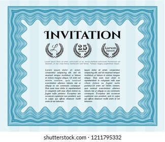 Light blue Invitation. With background. Modern design. Detailed. 