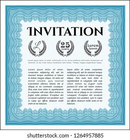 Light blue Invitation. With background. Money Pattern design. Customizable, Easy to edit and change colors. 