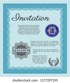 Light blue Invitation. With background. Superior design. Vector illustration. 