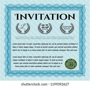 Light blue Invitation. Beauty design. Customizable, Easy to edit and change colors. With linear background. 