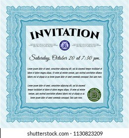 Light blue Invitation. With complex background. Customizable, Easy to edit and change colors. Nice design. 