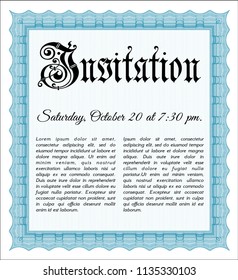 Light blue Invitation. Complex background. Customizable, Easy to edit and change colors. Cordial design. 