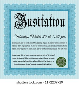 Light blue Invitation. With complex background. Customizable, Easy to edit and change colors. Elegant design. 