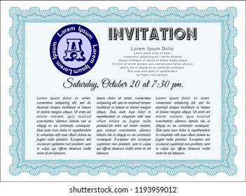 Light blue Invitation. Complex background. Vector illustration. Retro design. 