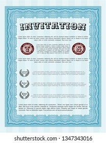 Light blue Invitation. Complex background. Money style design. Customizable, Easy to edit and change colors. 