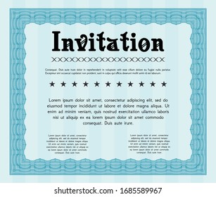 Light blue Invitation. With complex background. Elegant design. Customizable, Easy to edit and change colors. 