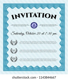 Light blue Invitation. Customizable, Easy to edit and change colors. Easy to print. Money style design. 