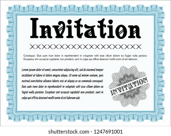 Light blue Invitation. Customizable, Easy to edit and change colors. Easy to print. Modern design. 