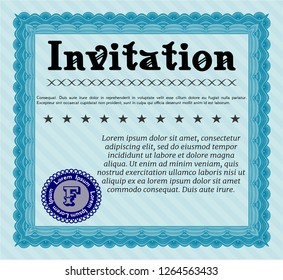 Light blue Invitation. Customizable, Easy to edit and change colors. With linear background. Lovely design. 