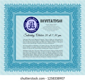 Light blue Invitation. Easy to print. Modern design. Customizable, Easy to edit and change colors. 