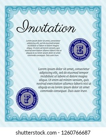 Light blue Invitation. Easy to print. Customizable, Easy to edit and change colors. Artistry design. 