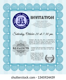 Light blue Invitation. Easy to print. Money Pattern design. Customizable, Easy to edit and change colors. 