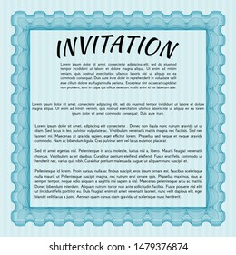 Light blue Invitation. With linear background. Perfect design. Detailed. 