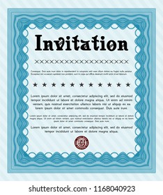 Light blue Invitation. Lovely design. Easy to print. Customizable, Easy to edit and change colors. 