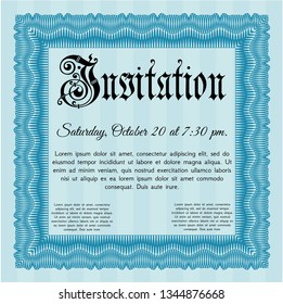 Light blue Invitation. Money design. With complex background. Vector illustration. 