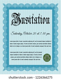 Light blue Invitation. Money Pattern. Complex background. Vector illustration. 