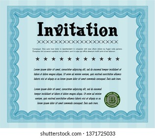 Light blue Invitation. Money Pattern. With complex background. Customizable, Easy to edit and change colors. 