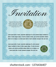 Light blue Invitation. Money Pattern. Complex background. Detailed. 
