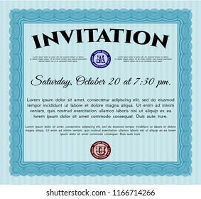 Light blue Invitation. Money style design. Customizable, Easy to edit and change colors. With quality background. 