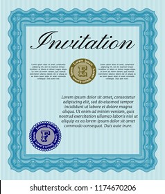 Light blue Invitation. Nice design. Complex background. Detailed. 