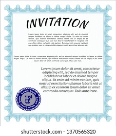 Light blue Invitation. Nice design. With complex background. Customizable, Easy to edit and change colors. 