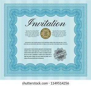 Light blue Invitation. Printer friendly. Customizable, Easy to edit and change colors. Money design. 
