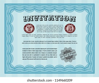 Light blue Invitation. With quality background. Lovely design. Detailed. 