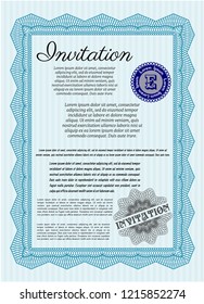 Light blue Invitation. With quality background. Customizable, Easy to edit and change colors. Perfect design. 