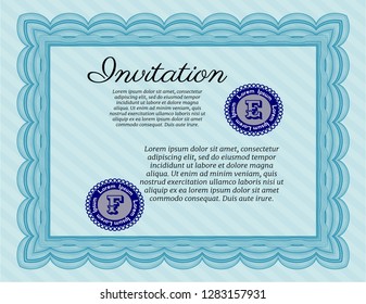 Light blue Invitation. With quality background. Detailed. Artistry design. 