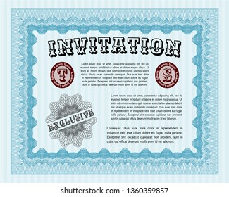 Light blue Invitation. With quality background. Artistry design. Vector illustration. 