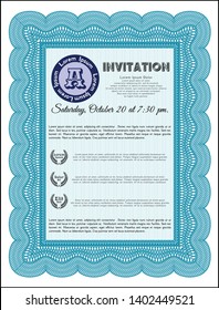 Light blue Invitation. With quality background. Vector illustration. Elegant design. 